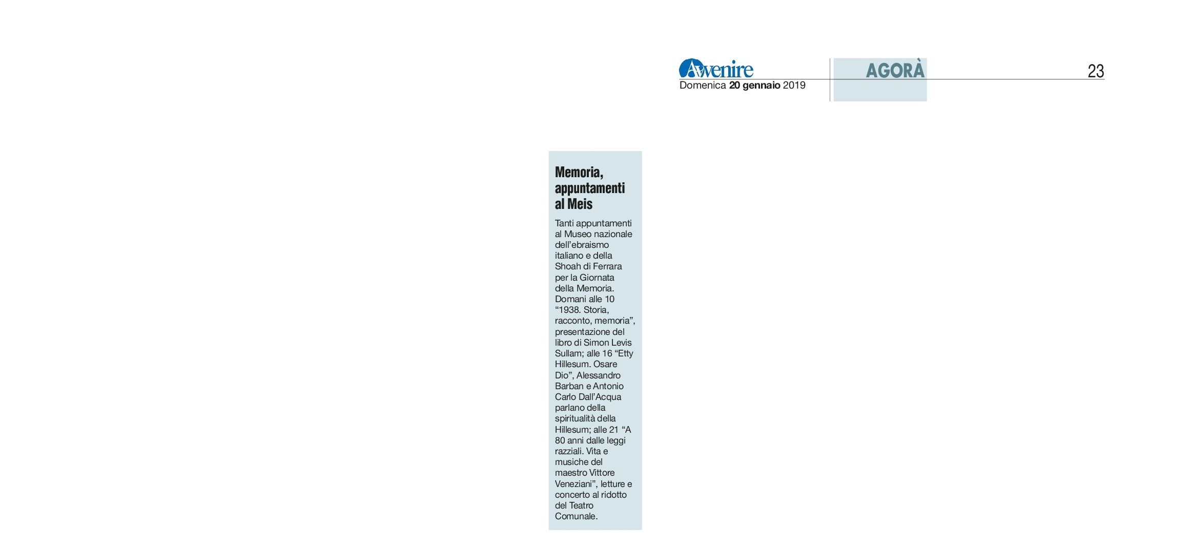 Memoria, appuntamenti al Meis