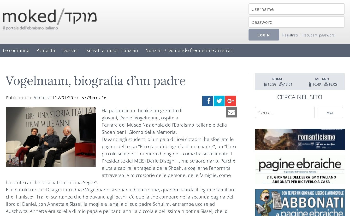 Vogelmann, biografia d’un padre