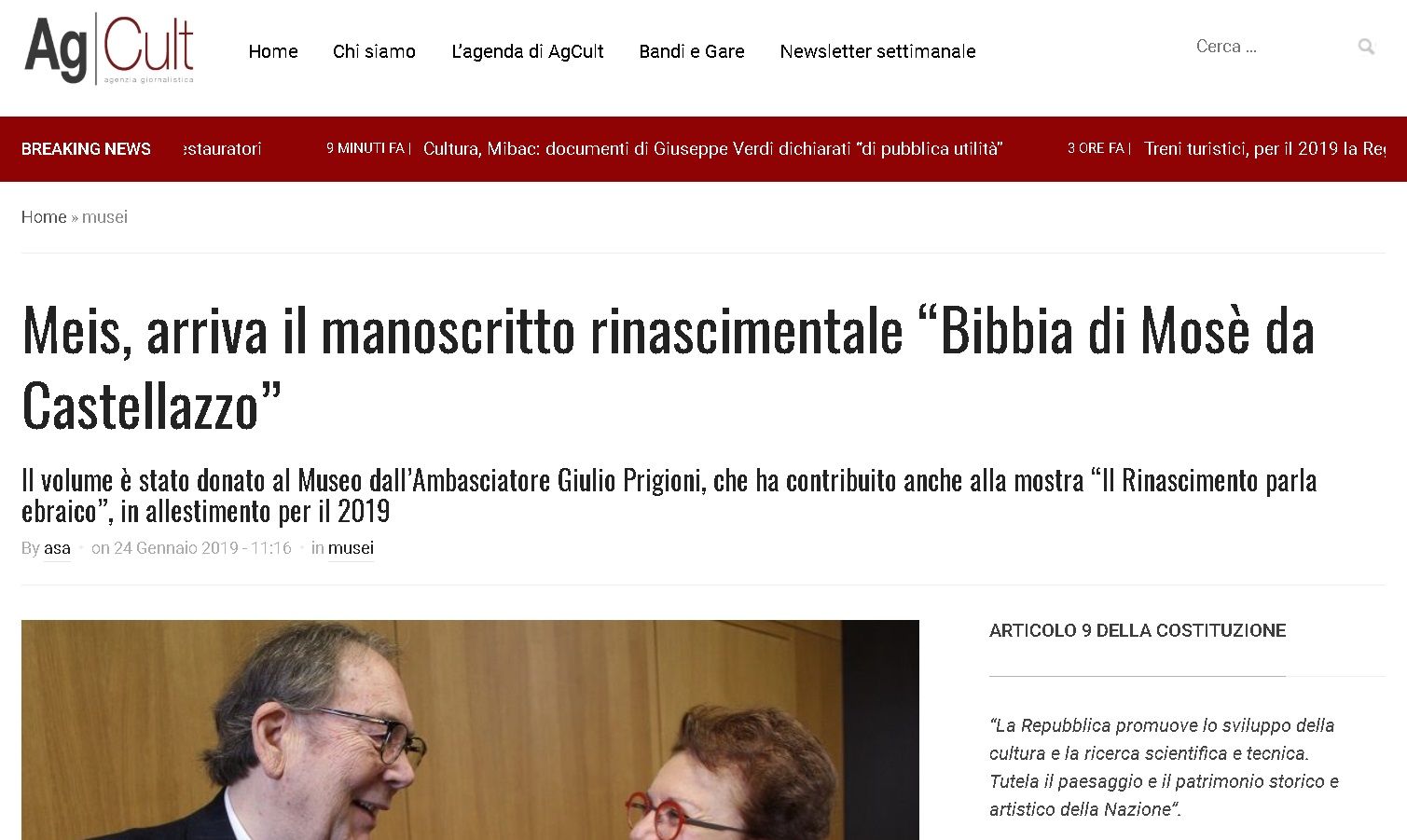 Meis, arriva il manoscritto rinascimentale “Bibbia di Mosè da Castellazzo”