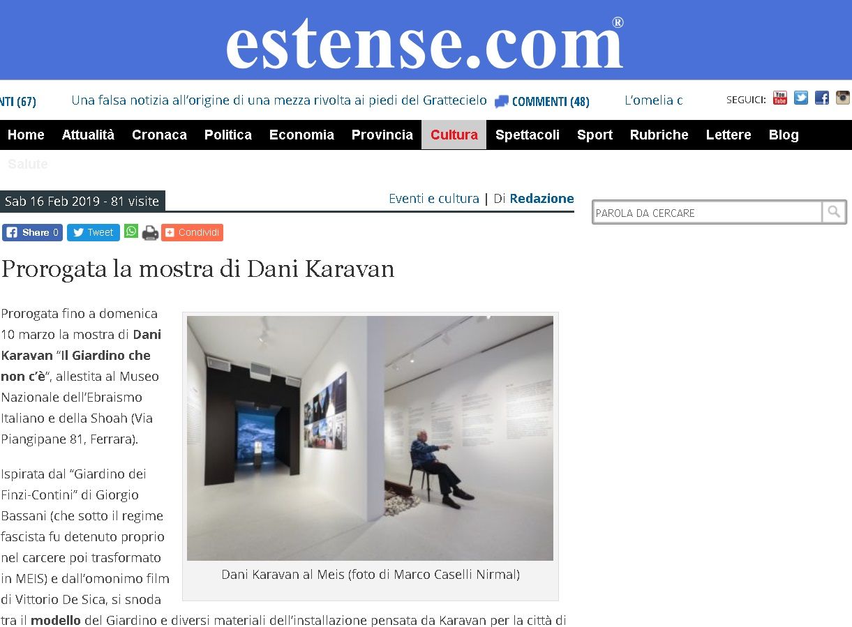 Prorogata la mostra di Dani Karavan