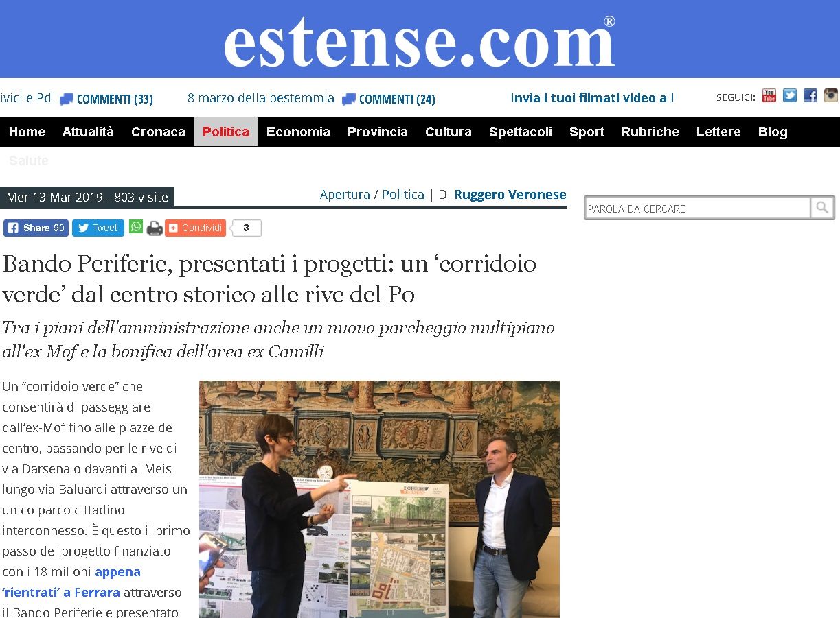 Bando Periferie, presentati i progetti: un ‘corridoio verde’ dal centro storico alle rive del Po