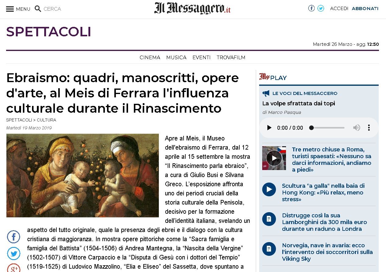 Ebraismo: quadri, manoscritti, opere d’arte, al Meis di Ferrara l’influenza culturale durante il Rinascimento