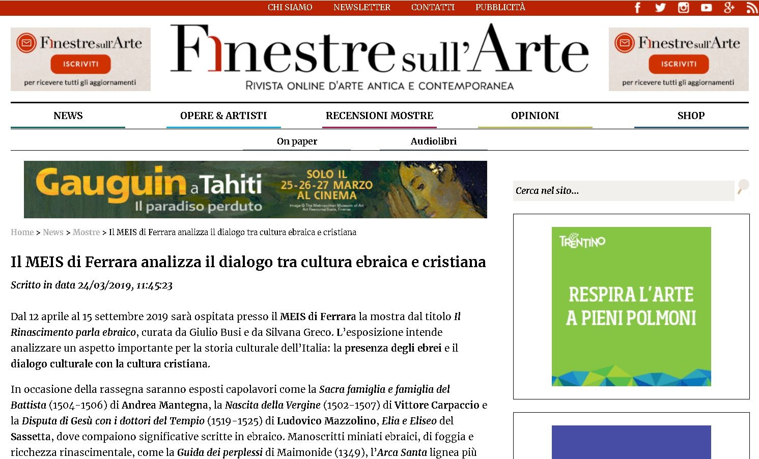 Il MEIS di Ferrara analizza il dialogo tra cultura ebraica e cristiana