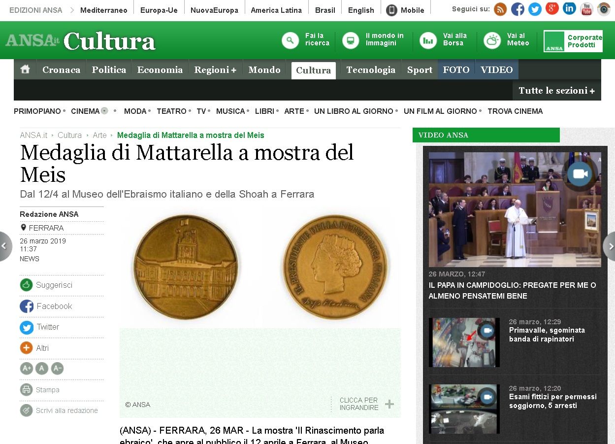Medaglia di Mattarella a mostra del Meis