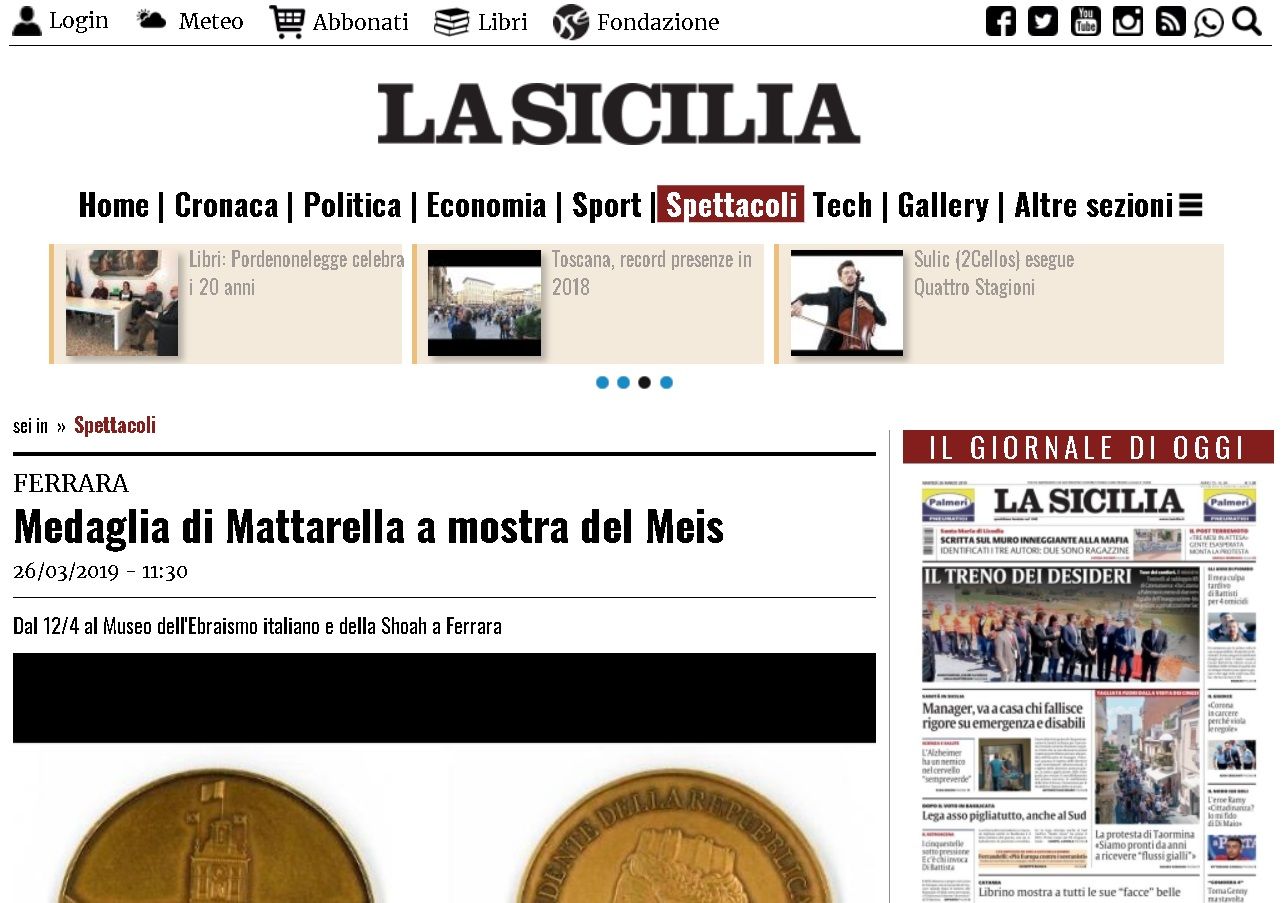 Medaglia di Mattarella a mostra del Meis