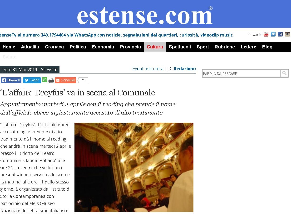 ‘L’affaire Dreyfus’ va in scena al Comunale