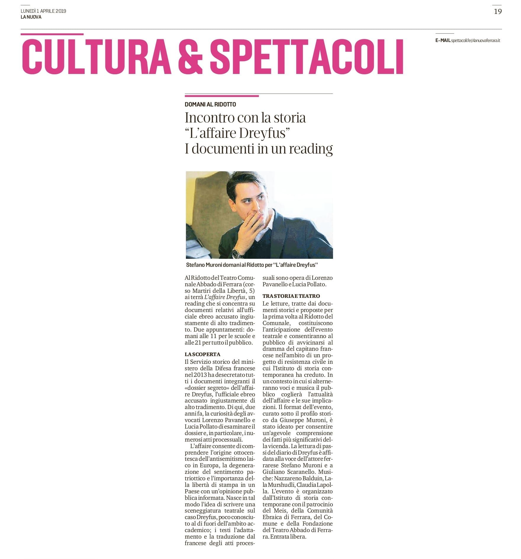 Incontro con la storia “L’affaire Dreyfus”. I documenti in un reading