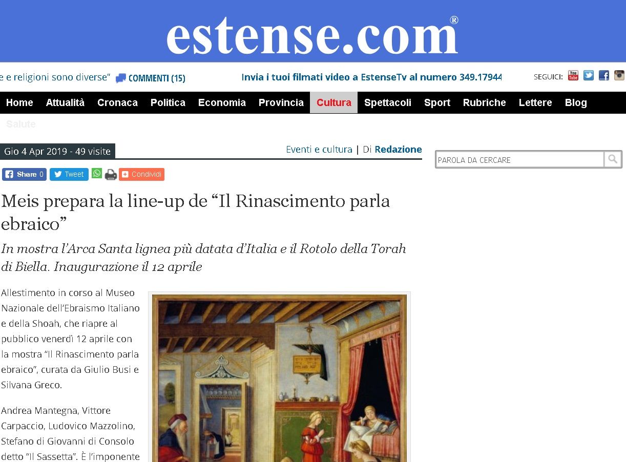 Meis prepara la line-up de “Il Rinascimento parla ebraico”