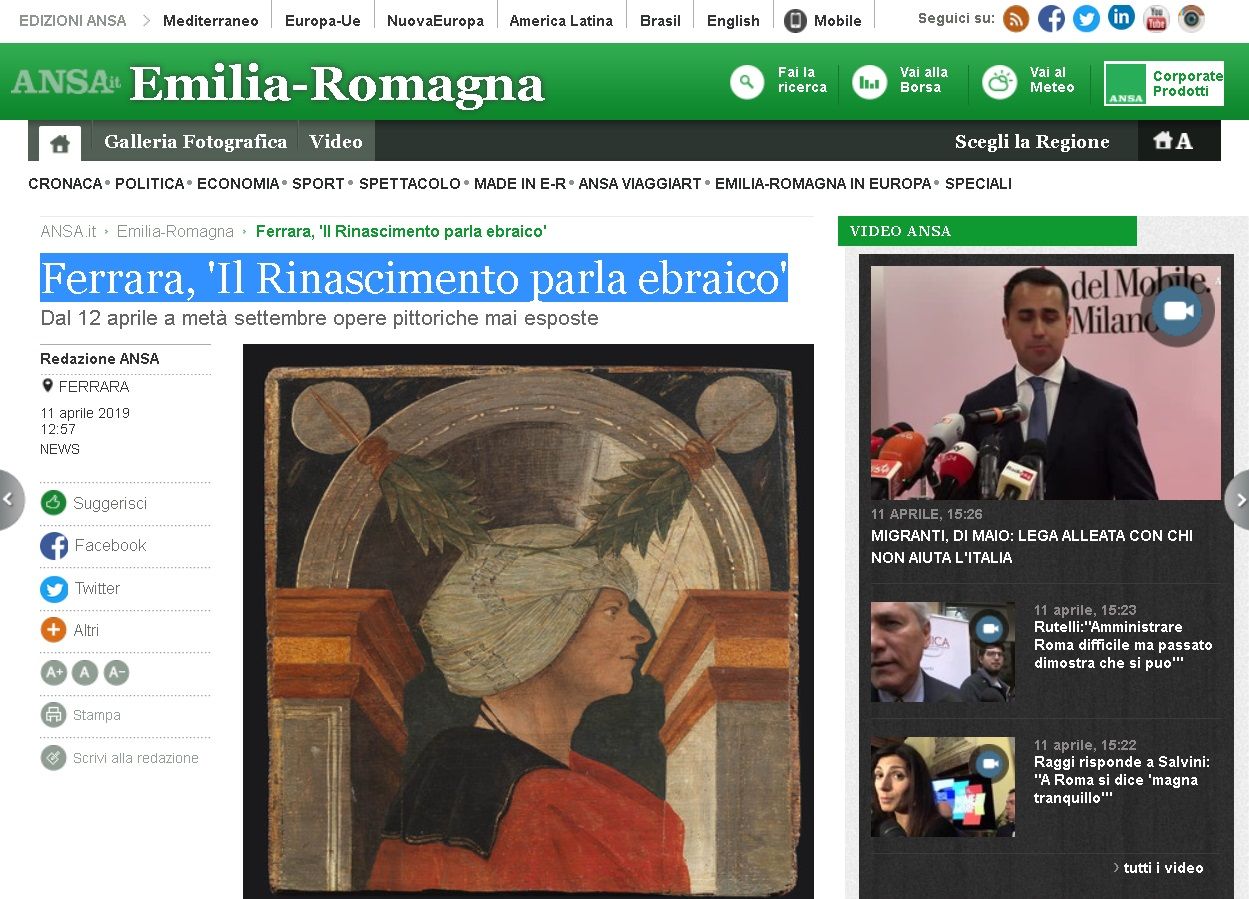 Ferrara, ‘Il Rinascimento parla ebraico’