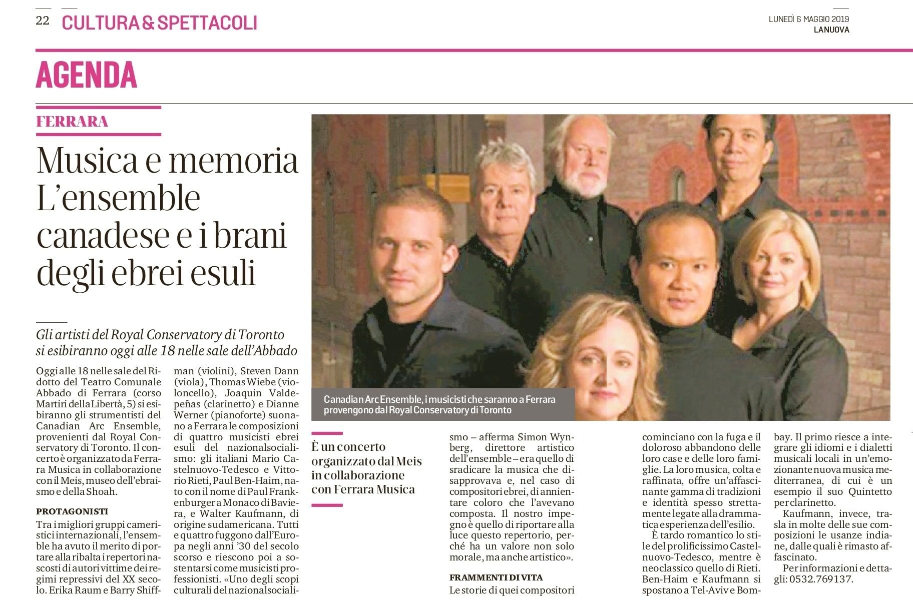 Musica e memoria. L’ensemble canadese e i brani degli ebrei esuli