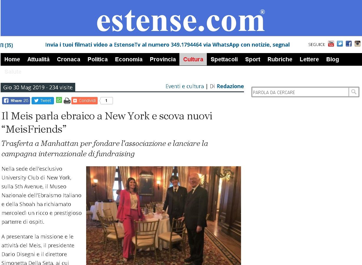 Il Meis parla ebraico a New York e scova nuovi “MeisFriends”