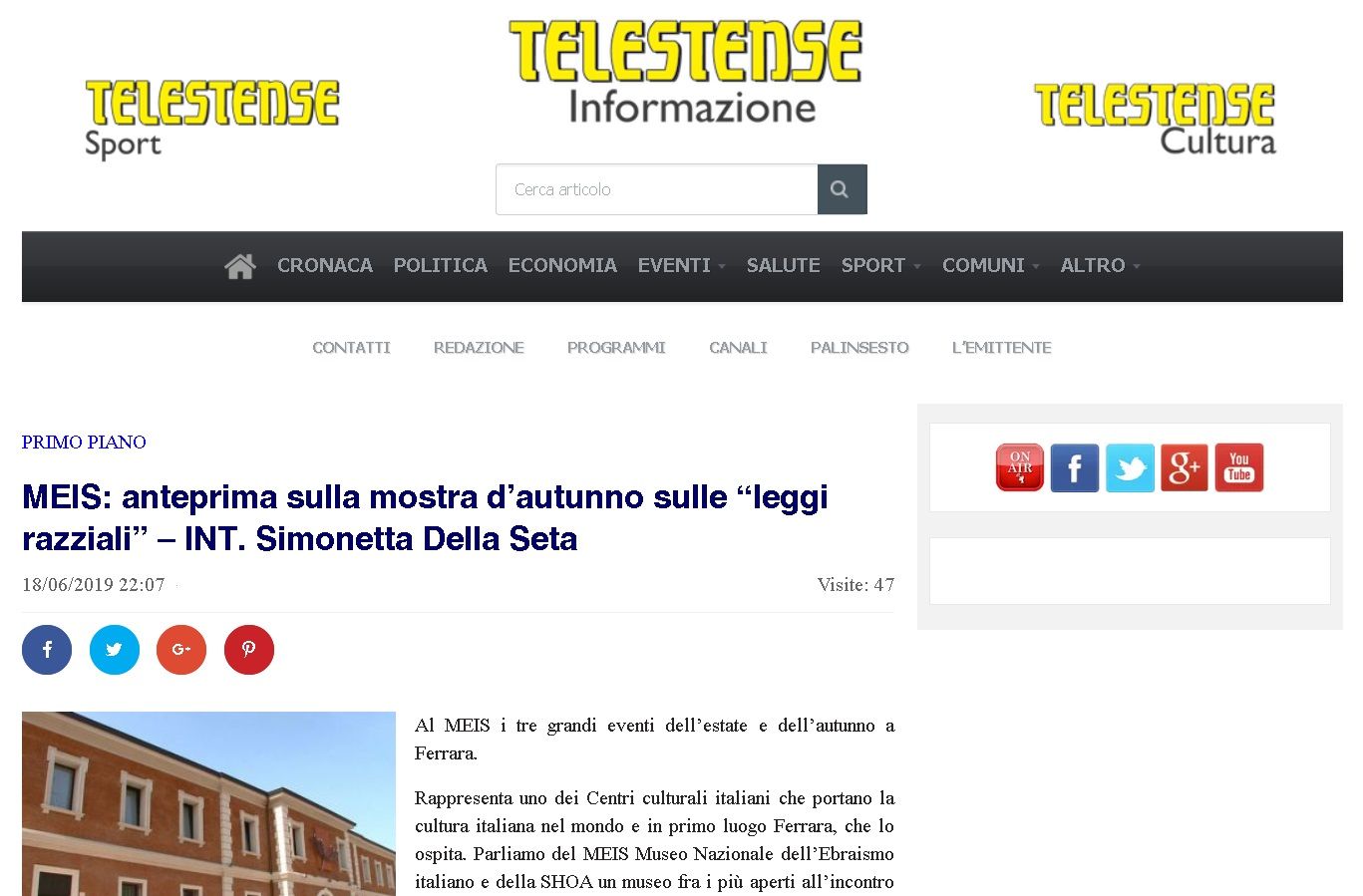 MEIS: anteprima sulla mostra d’autunno sulle “leggi razziali” – Intervista a Simonetta Della Seta