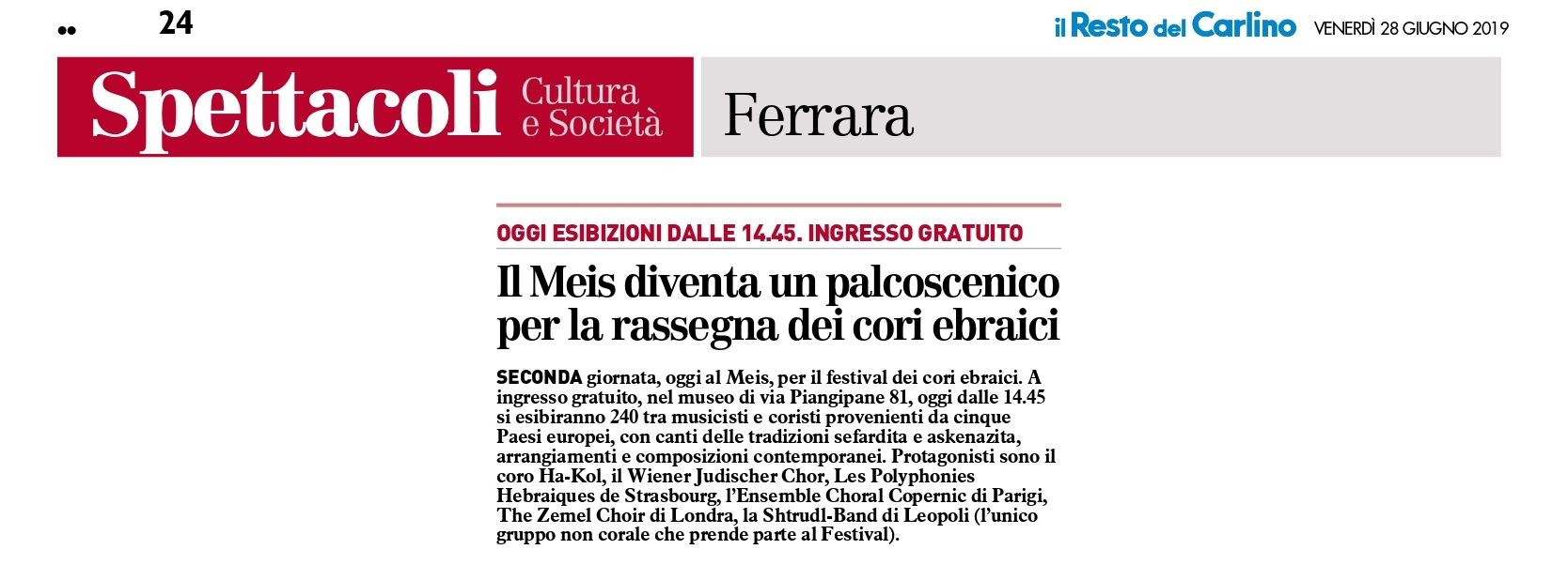 Il Meis diventa un palcoscenico per la rassegna dei cori ebraici