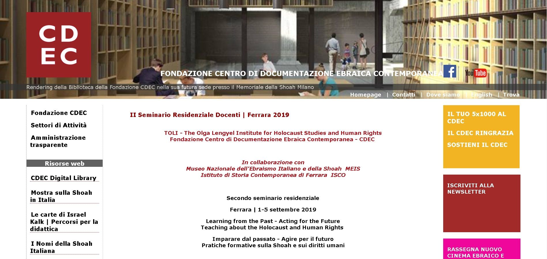 1-5 settembre, a Ferrara il secondo seminario residenziale sulle pratiche formative relative alla Shoah e sui diritti umani