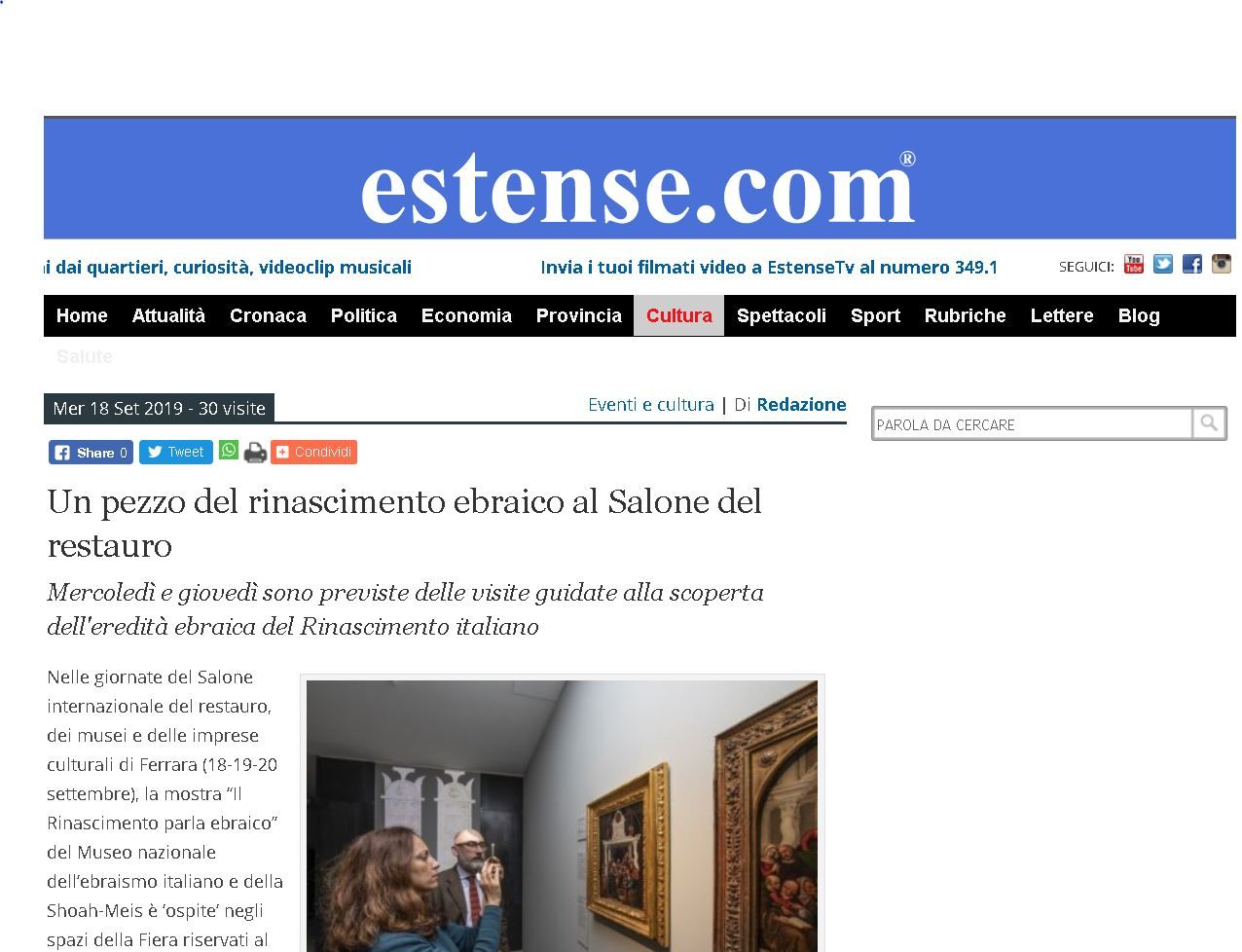 Un pezzo del rinascimento ebraico al Salone del restauro