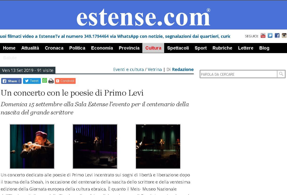 Un concerto con le poesie di Primo Levi