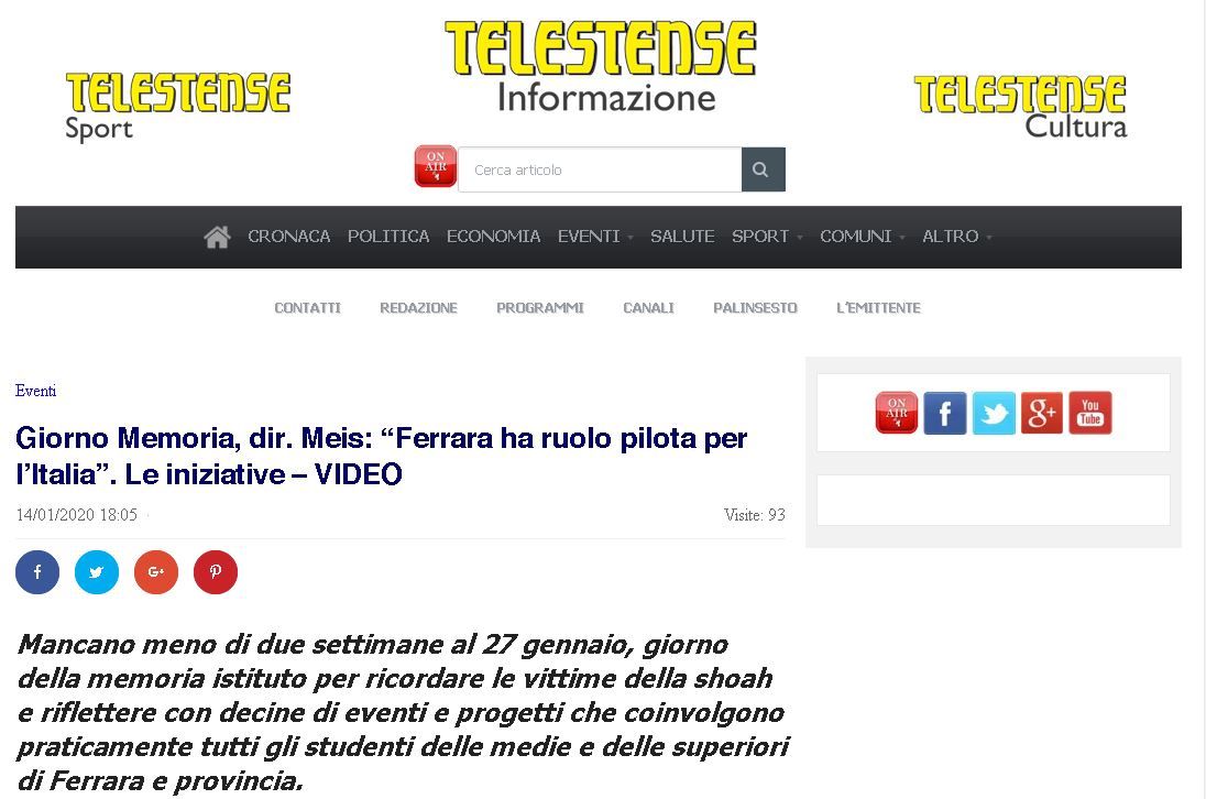 Giorno Memoria, dir. Meis: “Ferrara ha ruolo pilota per l’Italia”.