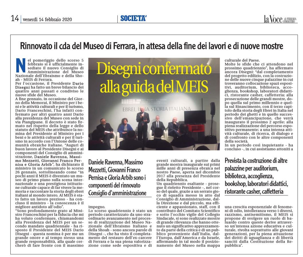 Disegni confermato alla guida del MEIS