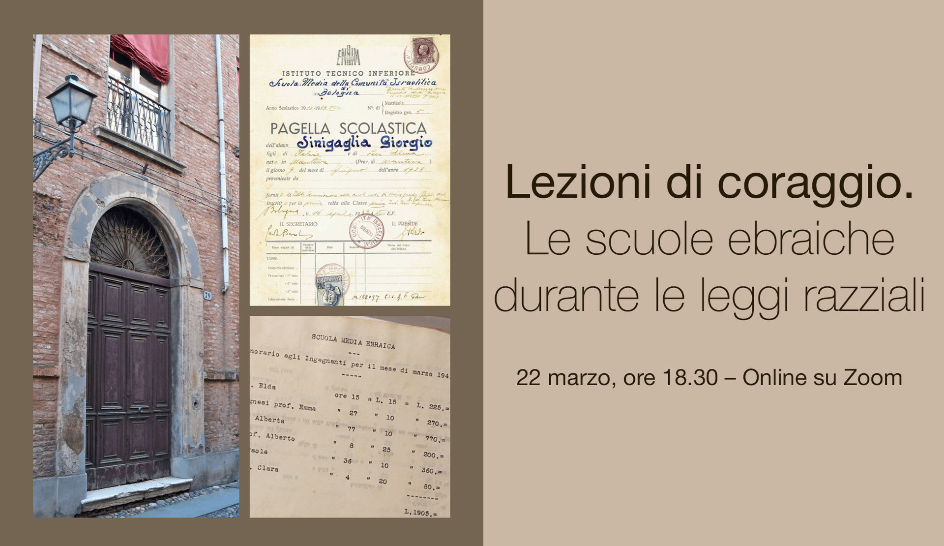 22 marzo, evento online. Le scuole ebraiche durante le leggi razziali