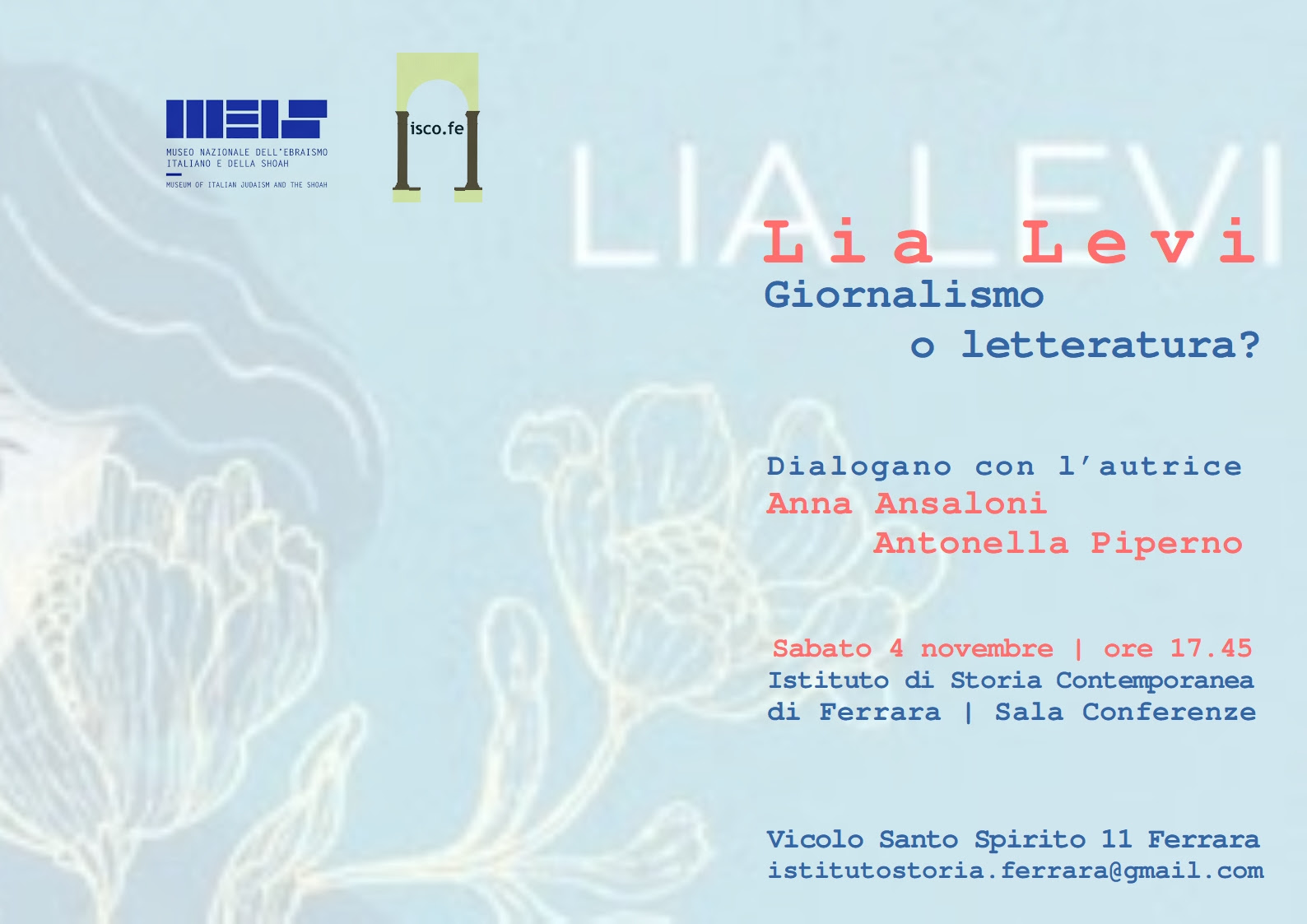 4 novembre – Lia Levi a Ferrara